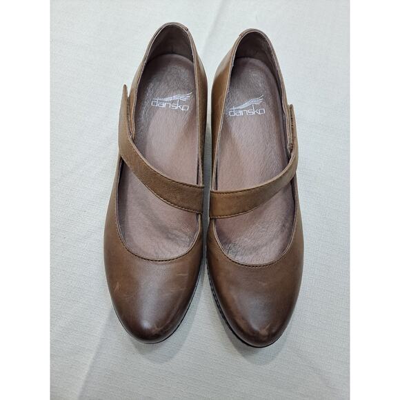 Dansko Women's 39 (8) Lanie Shoes Solid Brown Wedge Heel Mary Jane Strap - Picture 6 of 9